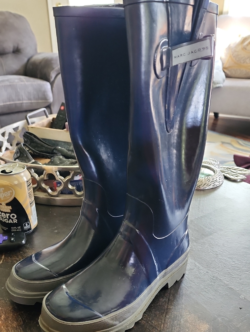 Marc Jacobs Dark Navy Glossy Rain Boots